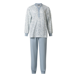 Lunatex dames pyjama tricot zacht blauw/grijs M/L/XXL