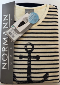 Normann dames badstof pyjama anker ivoor (36/38 en 44/46)