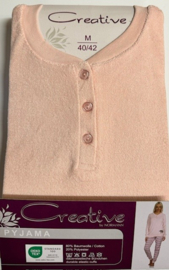 Creative dames badstof pyjama zacht roze (44/46)