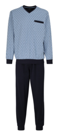 Götzburg heren tricot pyjama (625 blau-mittel-Allover) 56 en 58