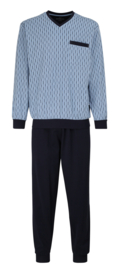 Götzburg heren tricot pyjama (625 blau-mittel-Allover) 48/56/58/60
