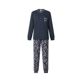 Lunatex dames pyjama aangeruwd interlock pyjama effen jas S t/m XXL