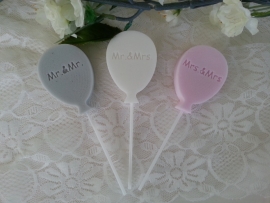 1 st. Zeeplolly Ballon met tekst  Mr & Mr, Mr & Mrs, Mrs & Mrs