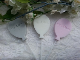 10 st. Zeeplolly Ballon met tekst  Mr & Mr, Mr & Mrs, Mrs & Mrs