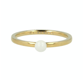 My Bendel - Ring met bol Wit - Goud