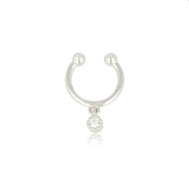 Earcuff - Zilver - met hanger en steen