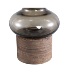 Ptmd vaas Cintia Brown glas met hout S