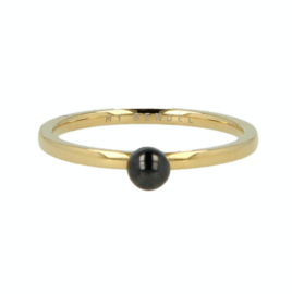 My Bendel - Ring met bol Zwart - Goud