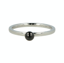 My Bendel - Ring met bol Zwart - Zilver