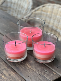 Buitenkaars in glas roze L