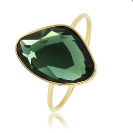 My Bendel - Ring met grote groene steen - Goud