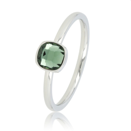 My Bendel - Ring met groene steen - Zilver