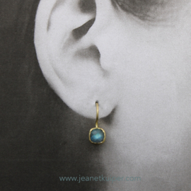 earrings with square rose-cut labradorite
