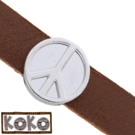 Leerschuiver  Koko Peace voor 10mm antiekzilver metaal FG525
