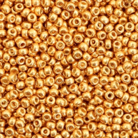 Miyuki rocailles 11/0 (2mm) duracoat galvanized yellow gold 11-4203