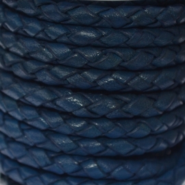 DQ Leer rond gevlochten 4mm hollands blauw mf17846