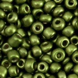 Rocailles 4mm 6/0 metallic olive green 75869