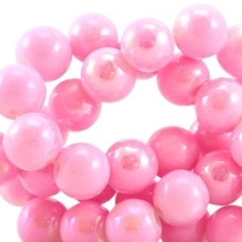 Diamond coated glaskraal 8mm true pink 19753