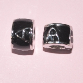 Pandora Style metalen kraal 10x8mm zwart