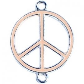 Peace tussenzetsel 29x22mm licht peach-zilver