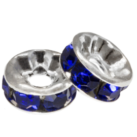 Rhinestone spacer 4x2mm dark blue K570