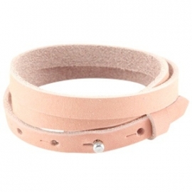 Cuoio armband triple 8mm nubuck leer light coral pink 27389