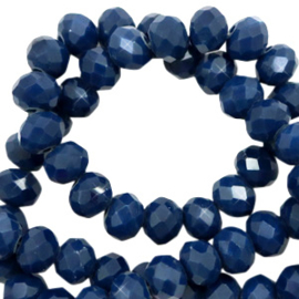 Top facet 6x4mm rondel ensign blue pearl shine coating 65568
