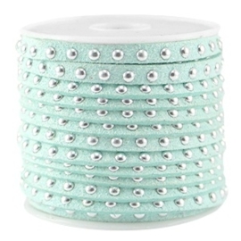 Imi suède 5mm lucite green met studs zilver 50cm 26549