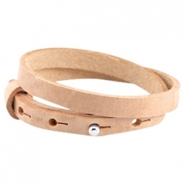 Cuoio armband dubbel 8mm leer cream cognac brown 31256