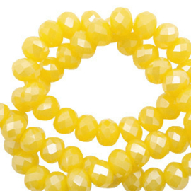 Top facet 6x4mm rondel golden yellow-pearl shine coating 60534