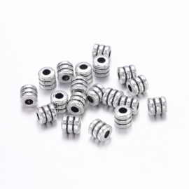 Metalen kralen buisje 4x4mm antiekzilver lf0334y