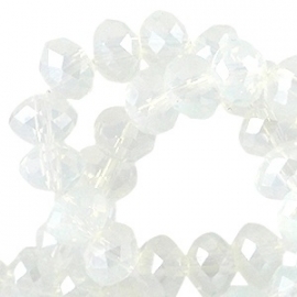 Top facet 4x3mm rondel white opal diamond coating 10 stuks 26735