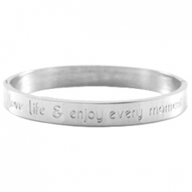 Quote armband zilver "love life" stainless steel 26246