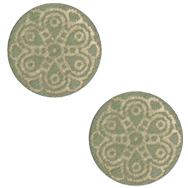 Cabochon plat 12mm hout dark green mandala 47144