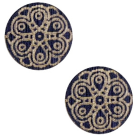 Cabochon plat 12mm hout dark blue mandala 47143