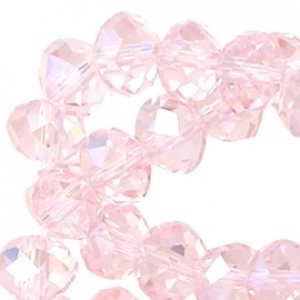 Top facet 4x3mm rondel light rose 10 stuks 17816