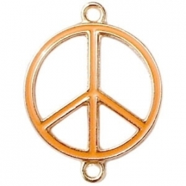 Peace tussenzetsel 29x22mm oranje-goud