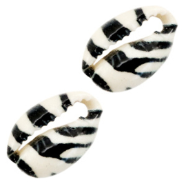 Kauri schelp kralen tiger black-white 67900