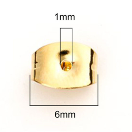 RVS goudkleur oorbeldopje 6x4mm, per paar B0234450