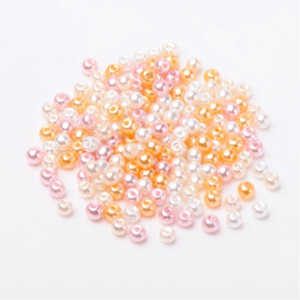 Mix Barely Pink glasparels 4mm 25 stuks X006-01