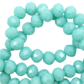 Top facet 4x3mm rondel tiffany blue pearl shine coating 65587