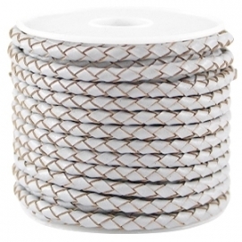 DQ Leer rond gevlochten 3mm light grey 26428