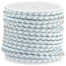 DQ Leer rond gevlochten 3mm soft sky blue 28967