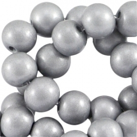 Glaskraal opaque 4mm metallic steel grey 32744 25 stuks