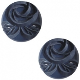 Cabochon Polaris 20mm carved rose shiny denim blue 17194
