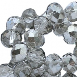 Top facet 4x3mm rondel crystal silver shade 10 stuks 17545