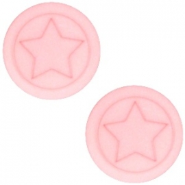 Cabochon Polaris plat 12mm ster matt pastel coral pink 30660