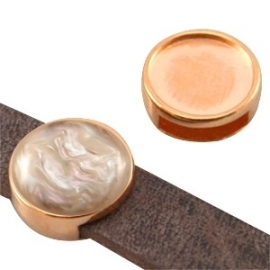 DQ leerschuiver voor 10mm leer/12mm cabochon rosé goud nikkelvrij 21579