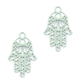 Bohemian bedel hamsa hand 17x11mm pale green 41569