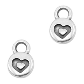 DQ bedel rond heart 6mm antiekzilver nikkelvrij 45477